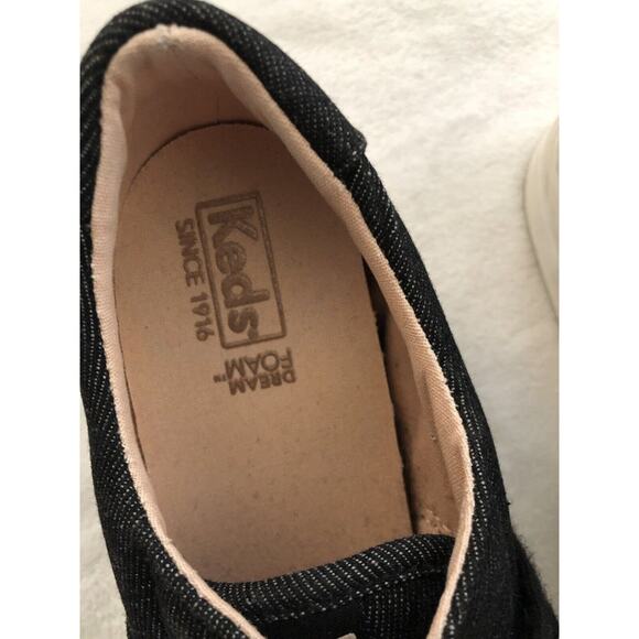 Keds Womens Sneakers 8 Black Canvas Lace Up Shoes Dream Foam Minimal Walking - Picture 4 of 11